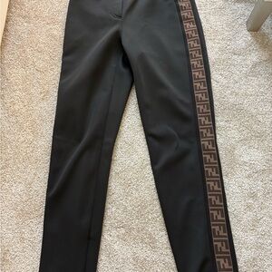 Fendi Black Trousers with Silver Button and side logo in excellent preowned